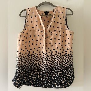 Ann Taylor Pink and Black Sleeveless V-Neck Blouse